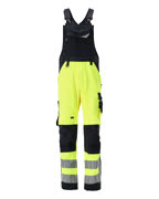 15569-860-17010 Bib & Brace with kneepad pockets - hi-vis yellow/dark navy