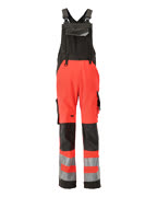 15569-860-22218 Bib & Brace with kneepad pockets - hi-vis red/dark anthracite