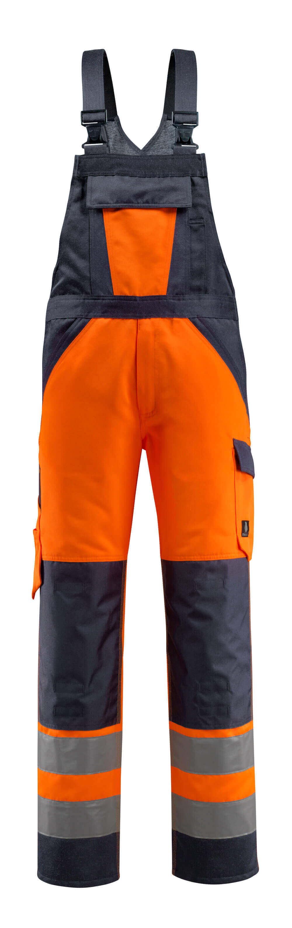 15969-948-14010 Bib & Brace with kneepad pockets - hi-vis orange/dark navy