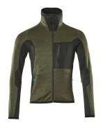 17103-316-3309 Fleece jumper with zipper - moss green/black