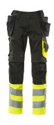17531-860-0917 Trousers with holster pockets - black/hi-vis yellow
