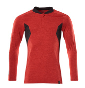 18081-810-20209 Polo Shirt, long-sleeved - traffic red-flecked/black