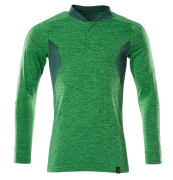 18081-810-33303 Polo Shirt, long-sleeved - grass green-flecked/green