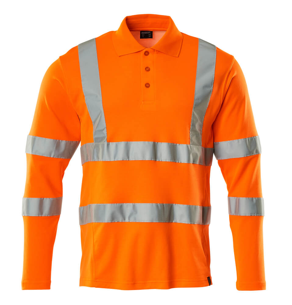 18283-995-14 Polo Shirt, long-sleeved - hi-vis orange