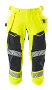 19049-711-17010 ¾ Length Trousers with holster pockets - hi-vis yellow/dark navy