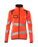 19153-315-22210 Fleece jumper with zipper - hi-vis red/dark navy