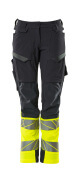 19178-511-01017 Trousers with kneepad pockets - dark navy/hi-vis yellow