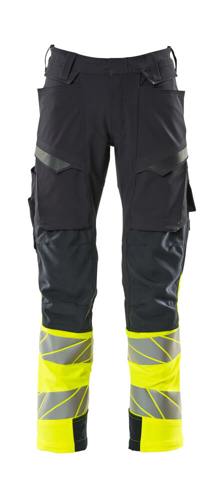 Mascot Kendal Safe Supreme 15579 Trousers With Kneepad Pockets Yellow Dark  Navy