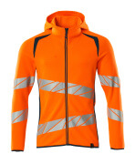 19284-781-1444 Hoodie with zipper - hi-vis orange/dark petroleum