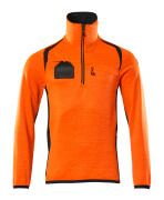 19303-316-14010 Fleece jumper with half zip - hi-vis orange/dark navy