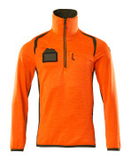 19303-316-1433 Fleece jumper with half zip - hi-vis orange/moss green