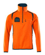 19303-316-1444 Fleece jumper with half zip - hi-vis orange/dark petroleum