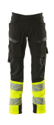 19379-510-0917 Trousers with thigh pockets - black/hi-vis yellow
