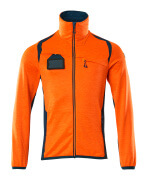 19403-316-1444 Fleece jumper with zipper - hi-vis orange/dark petroleum