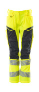 19578-236-17010 Trousers with kneepad pockets - hi-vis yellow/dark navy