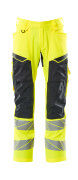 19579-236-17010 Trousers with kneepad pockets - hi-vis yellow/dark navy
