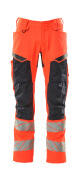 19579-236-22210 Trousers with kneepad pockets - hi-vis red/dark navy