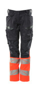 19678-236-10222 Trousers with kneepad pockets - dark navy/hi-vis red