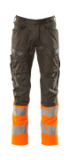 19679-236-1814 Trousers with kneepad pockets - dark anthracite/hi-vis orange